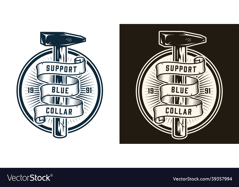 Manual work monochrome round badge Royalty Free Vector Image
