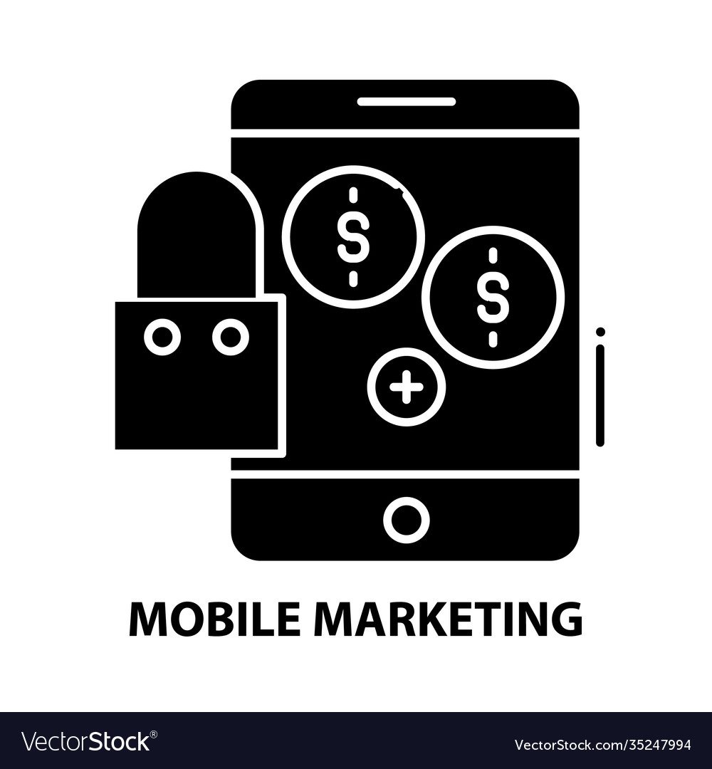 Mobile marketing symbol icon black sign