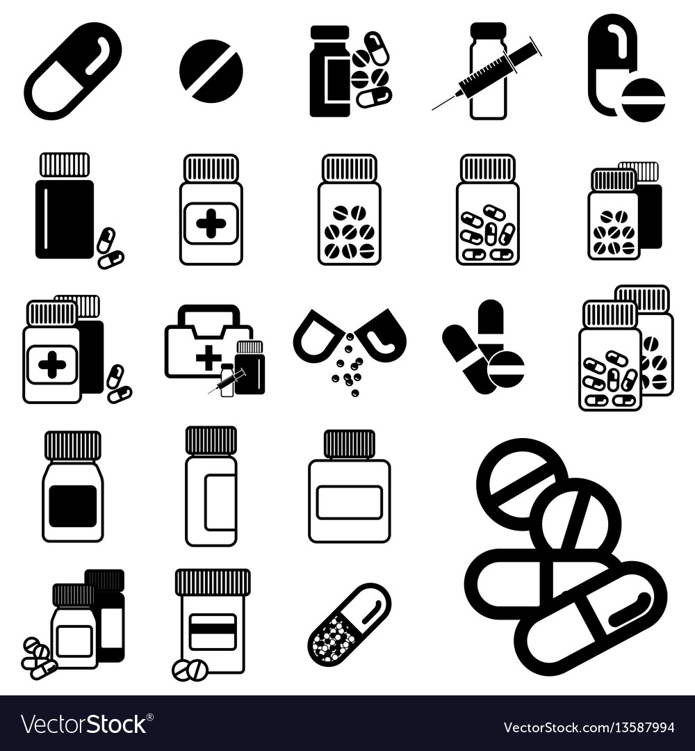 Pill and Drug Jar Icon Set