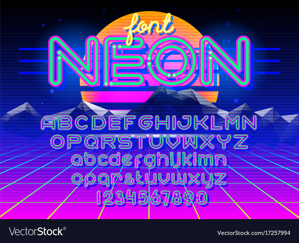 Round neon font