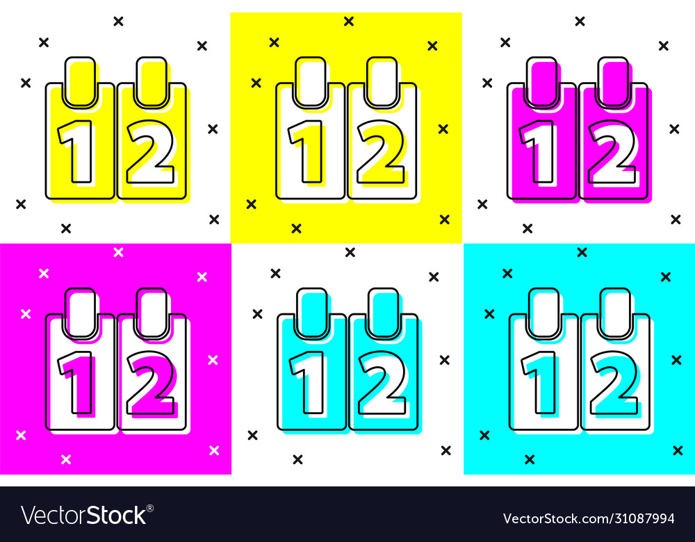 Set calendar icon isolated on color background