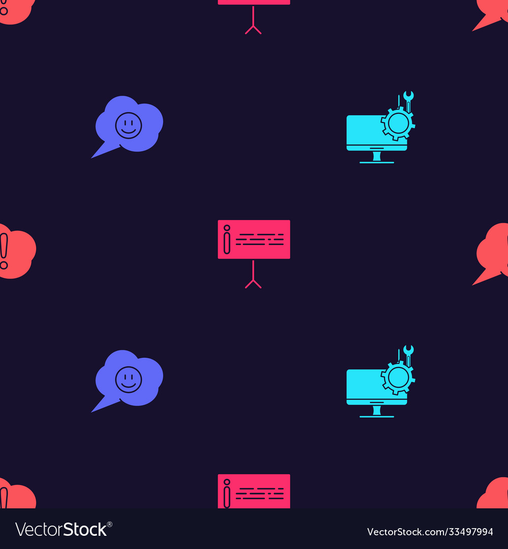Set computer monitor service speech bubble vector image Set computer monitor service speech bubble
