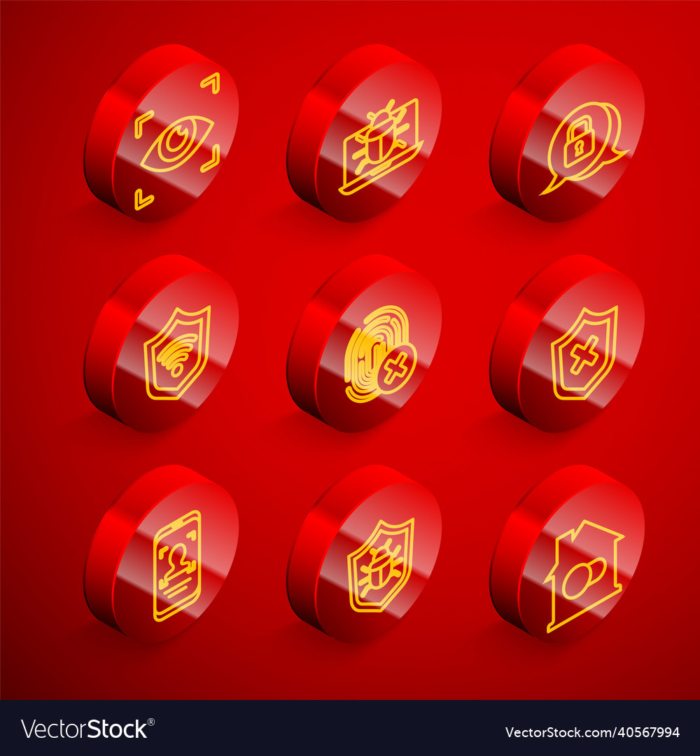 Set line eye scan system bug on monitor cyber vector image Set line eye scan system bug on monitor cyber
