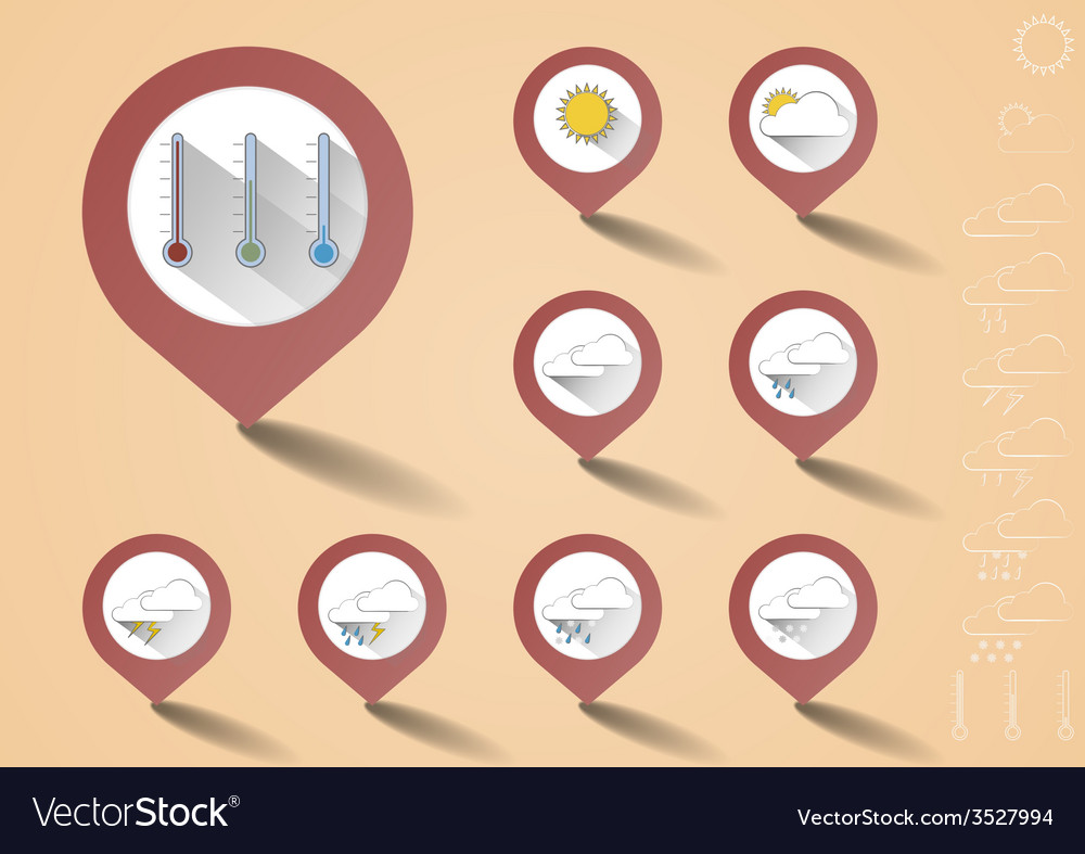 Set of pointers with weather icons