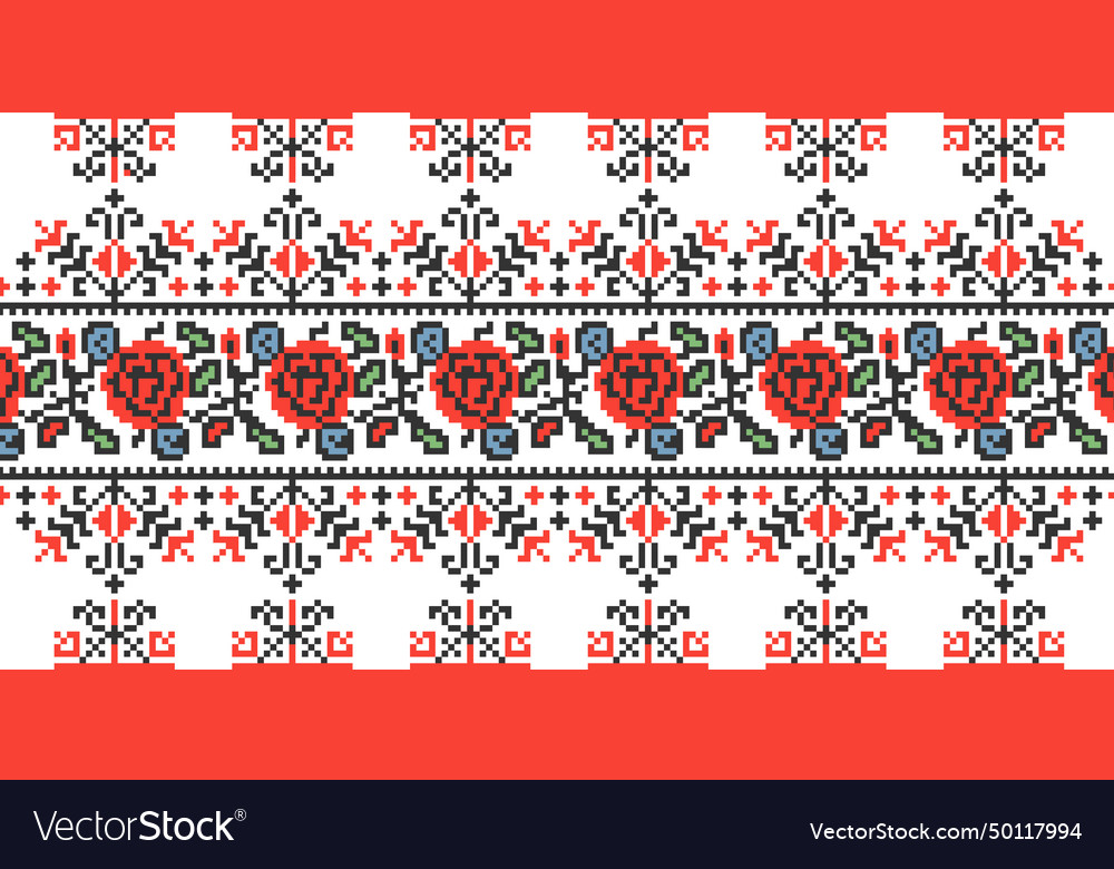 Ukrainian ornament pixel art Royalty Free Vector Image