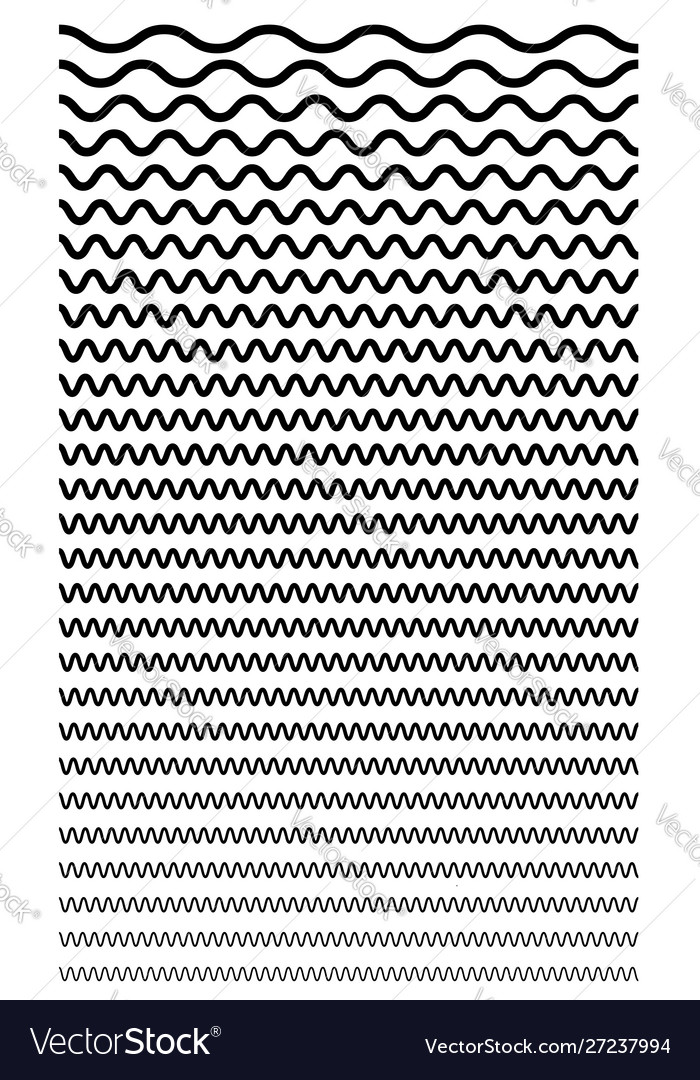 Wavy billow zigzag line element set lines vector image Wavy billow zigzag line element set lines