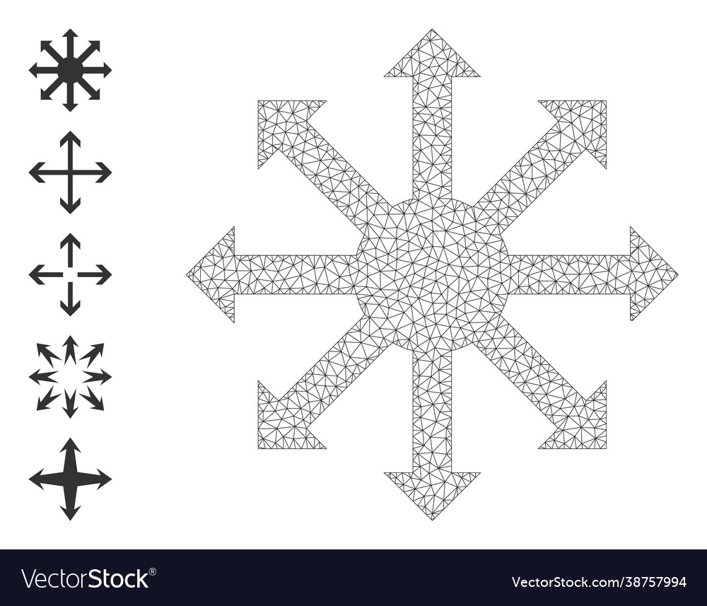 Webnetz radiale Pfeile Symbol mit einfachen Symbolen vector image Webnetz radiale Pfeile Symbol mit einfachen Symbolen