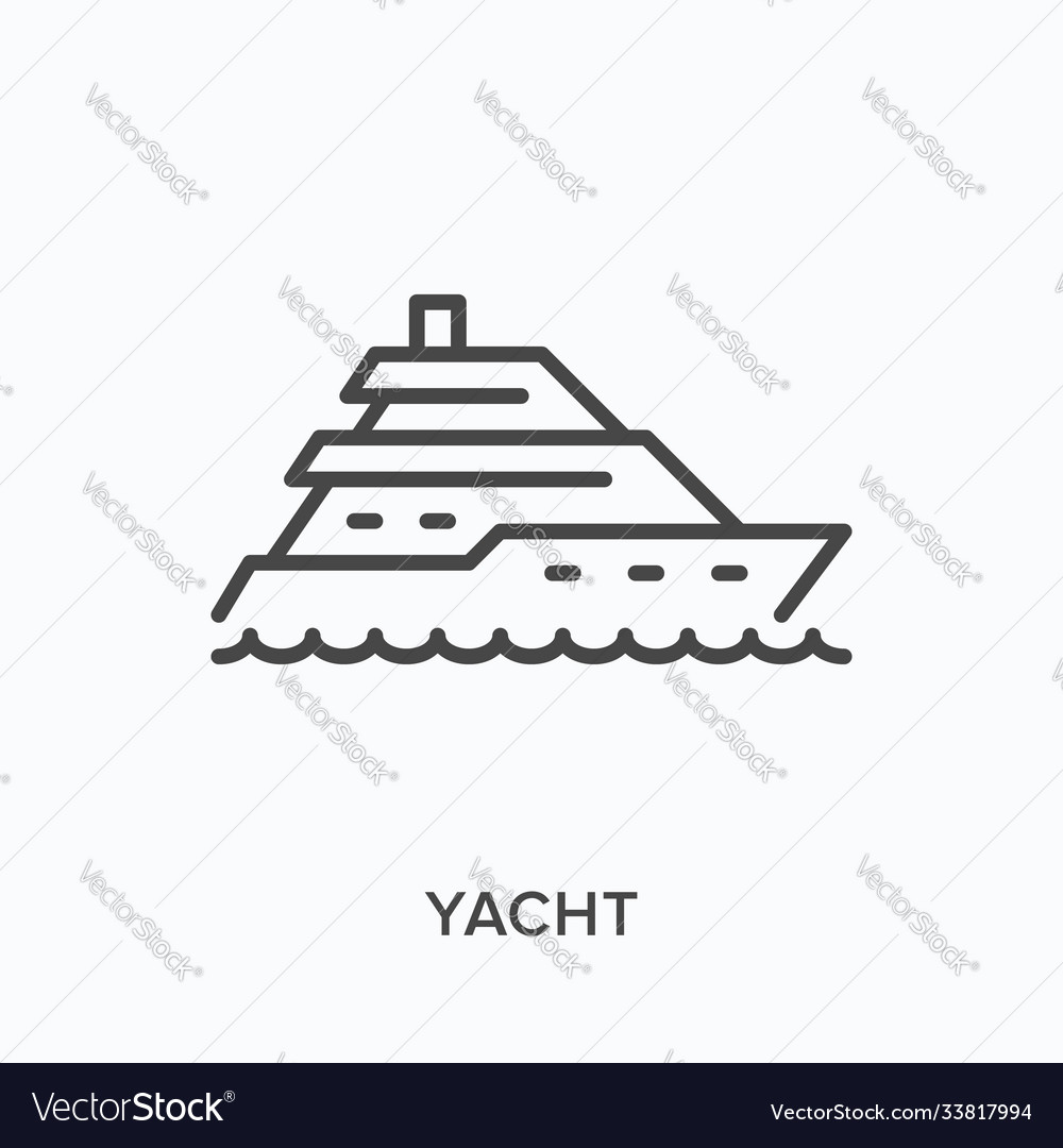 Yacht flat line icon outline Royalty Free Vector Image