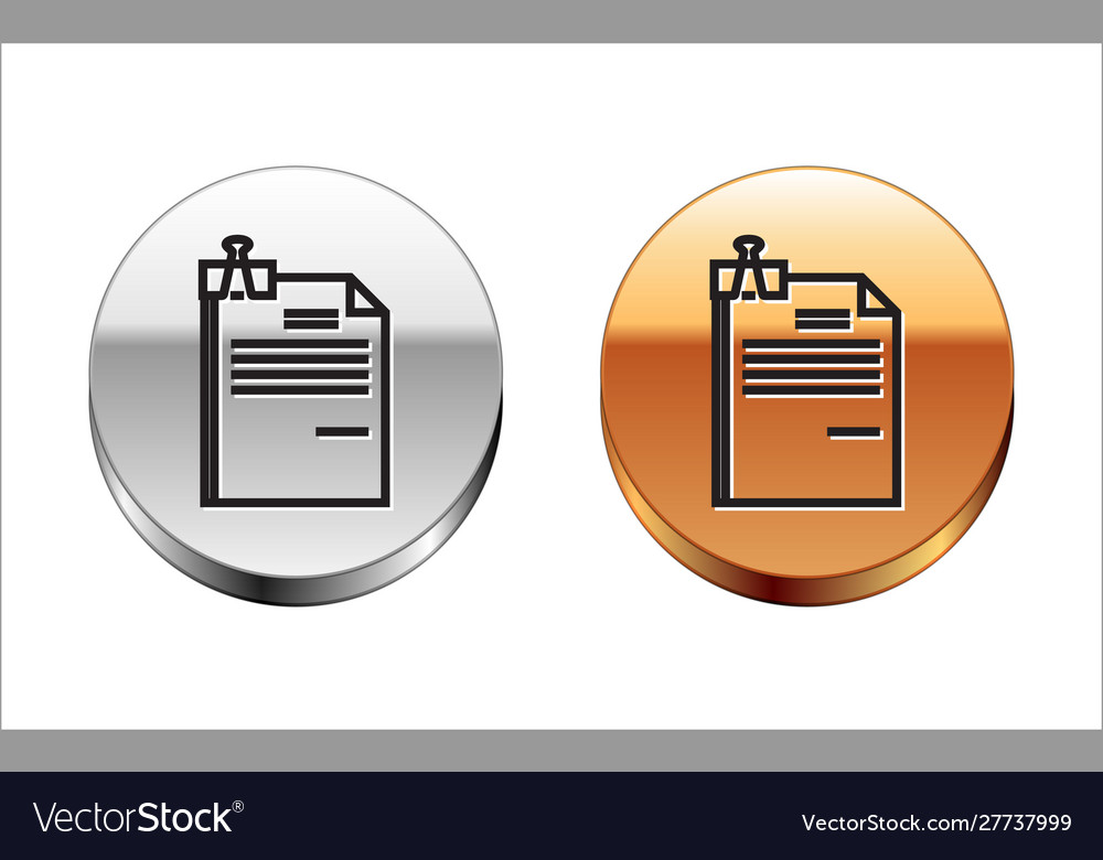 Schwarze Linie Datei Dokument und Binder Clip Symbol