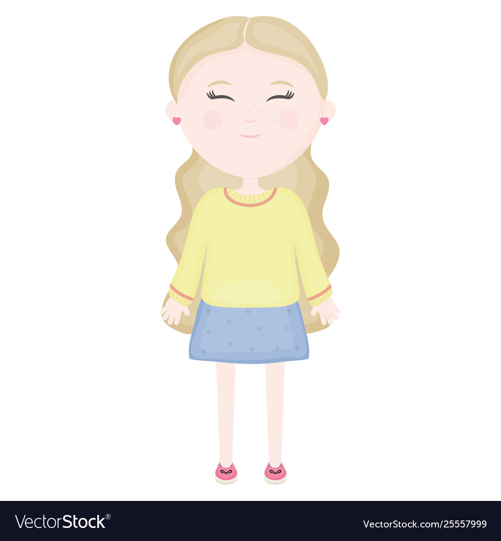 Cute little girl character Royalty Free Vector Image