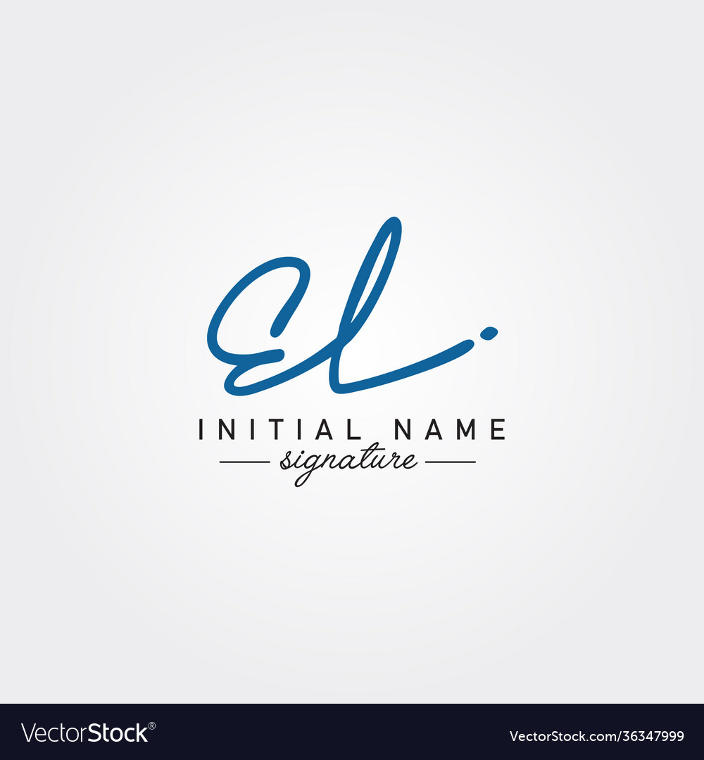 El initial letter logo - handwritten signature Vector Image