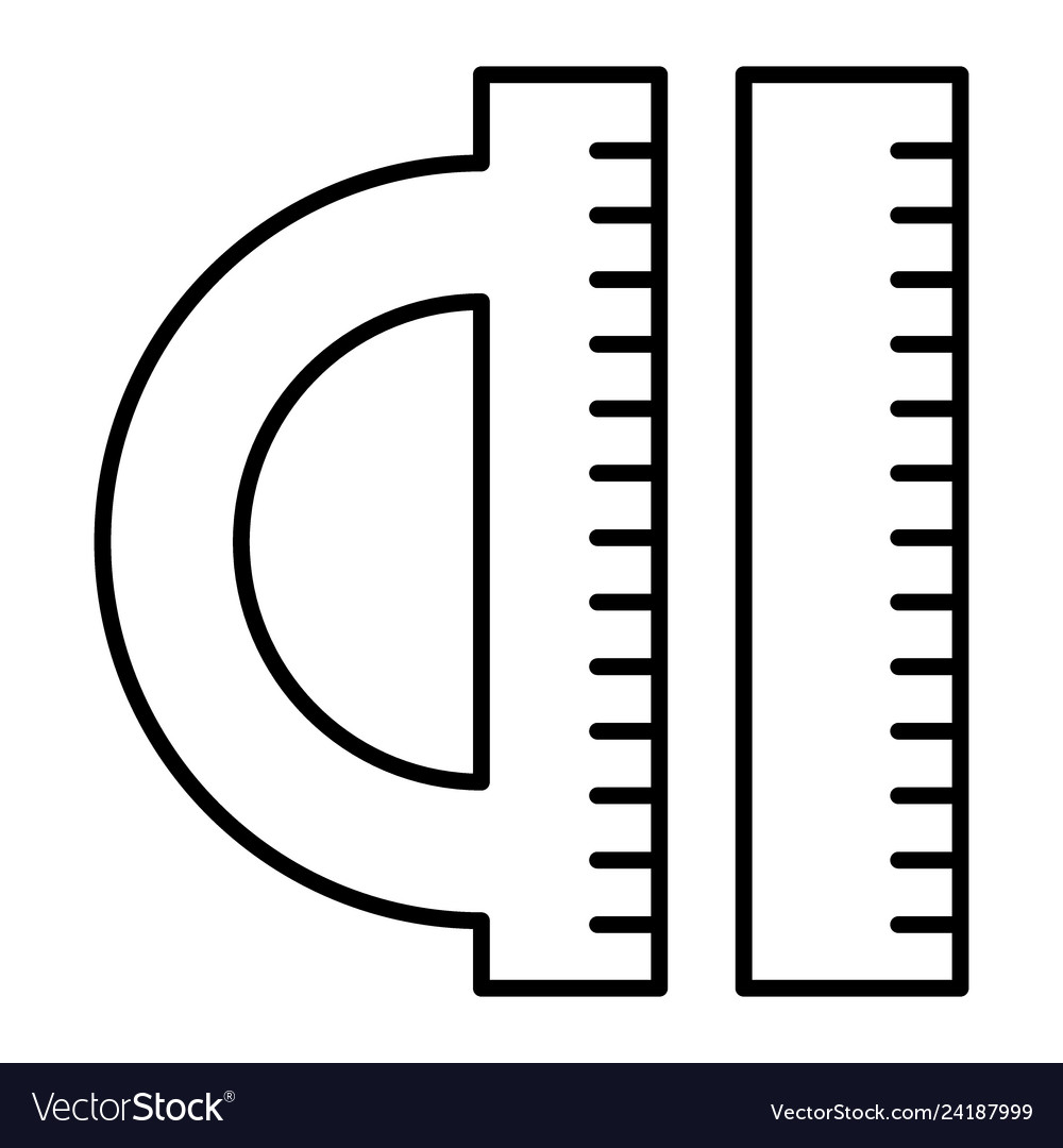 Geometry ruler thin line icon protractor vector image Geometry ruler thin line icon protractor