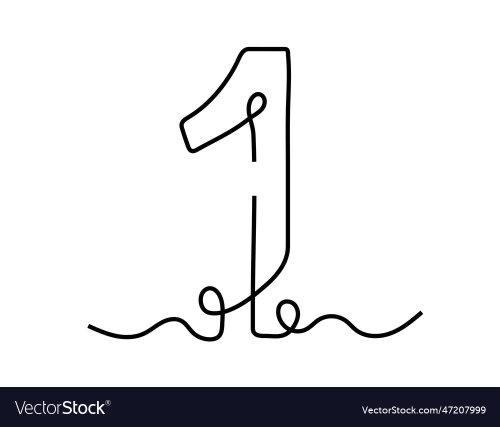 Linear number 1 concept vector image Linear number 1 concept