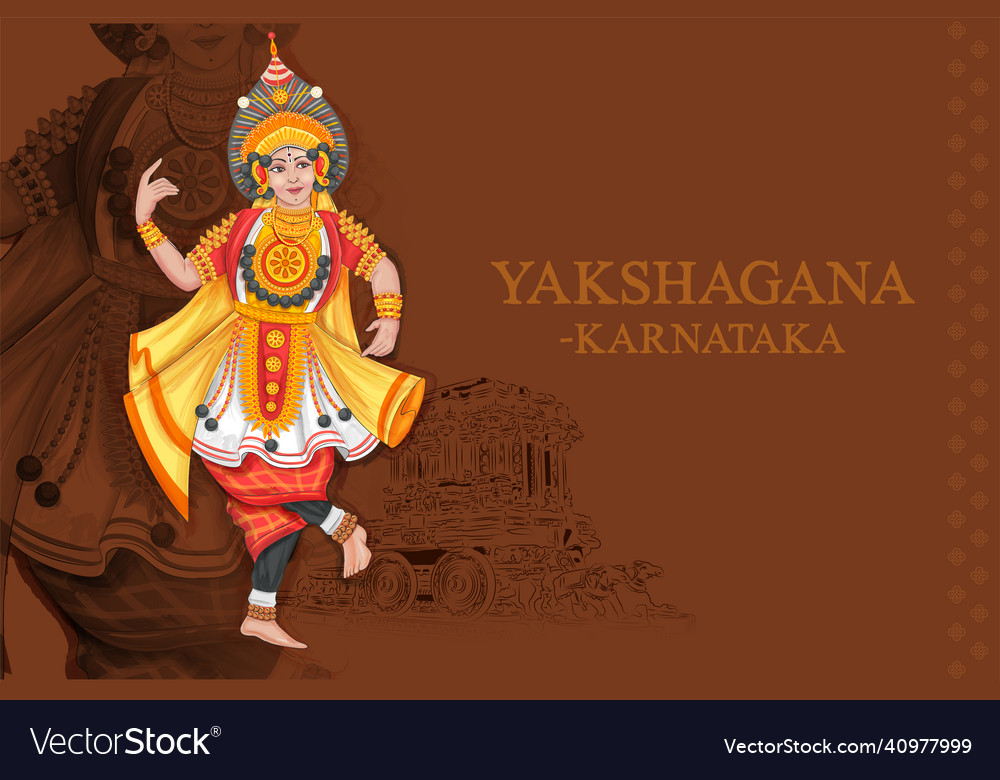 Man performing yakshagana dance traditional folk Vector Image