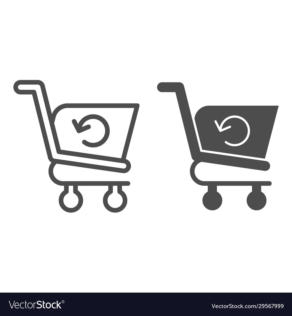 Refresh shopping cart line and glyph icon reload vector image Refresh shopping cart line and glyph icon reload