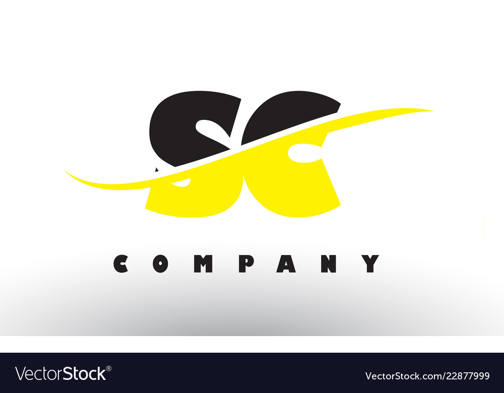 Sc s c black and yellow letter logo with swoosh