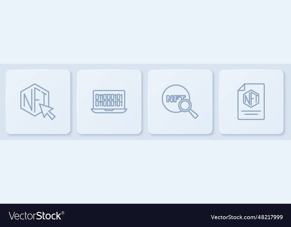 Set line nft digital crypto art search binary vector image Set line nft digital crypto art search binary
