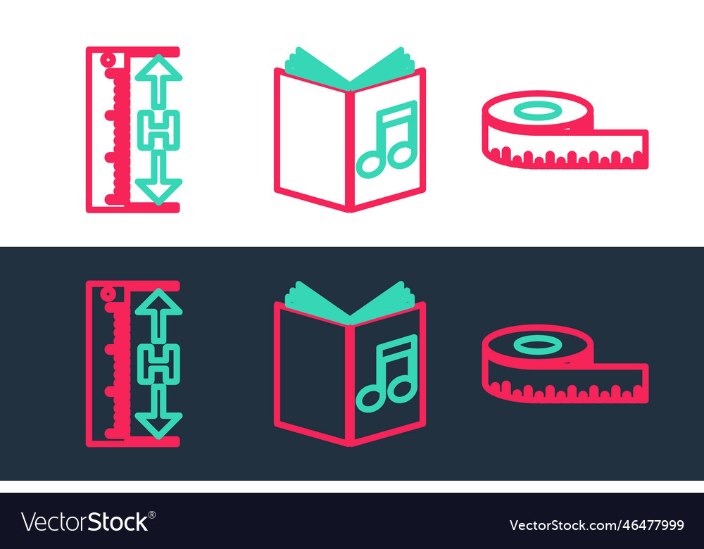 Set line tape measure measuring height and length vector image Set line tape measure measuring height and length