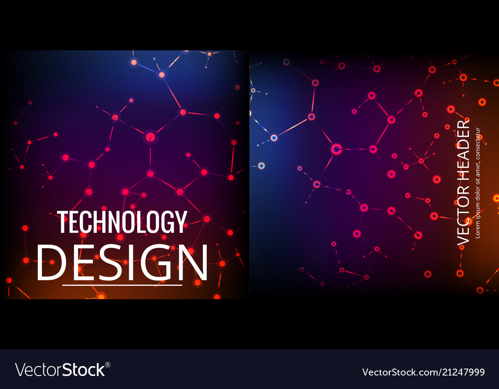 Set of abstract technology web banner