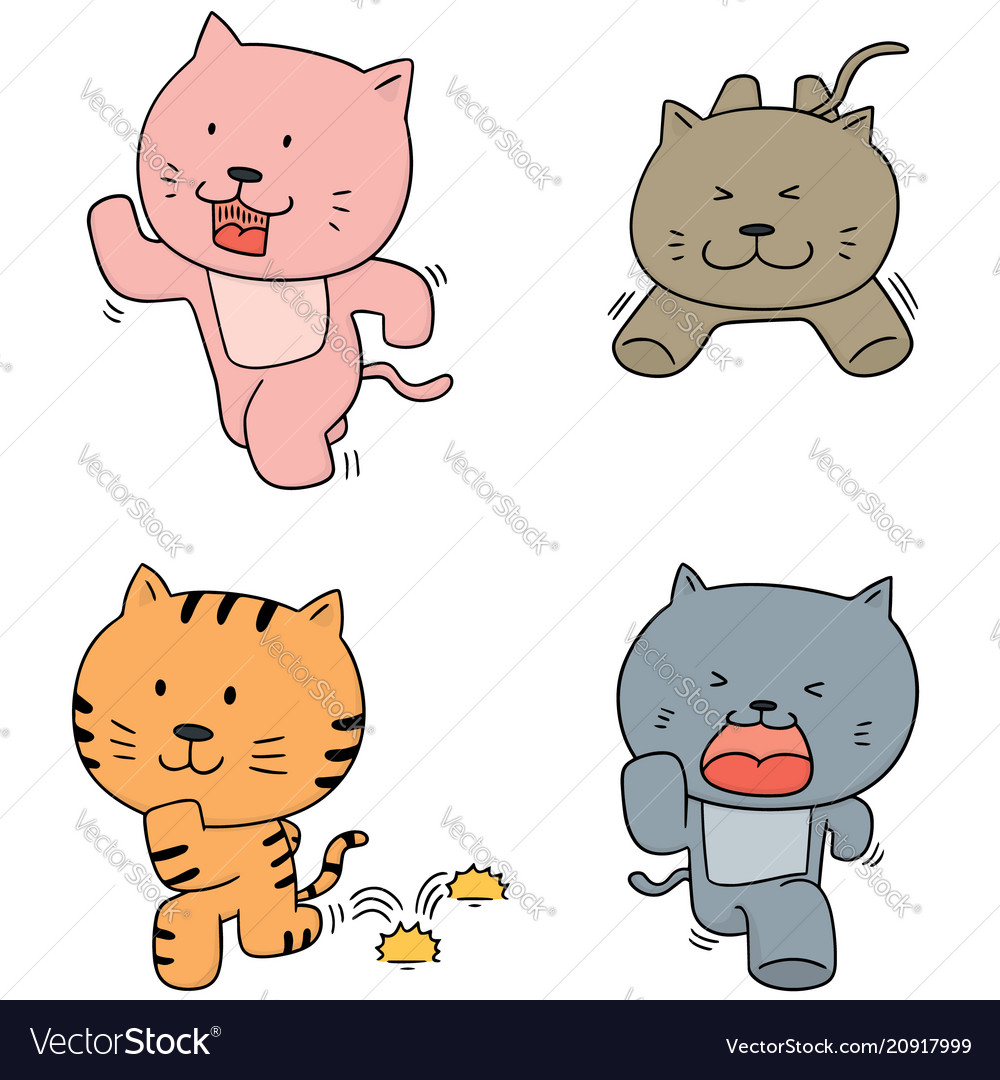 Set of cat running Vector Image Set of cat running