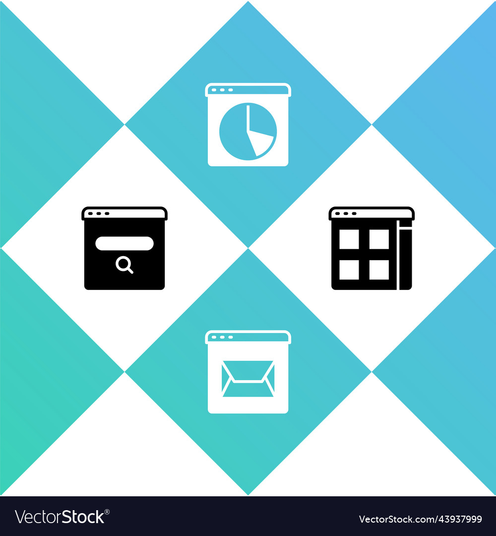 Set search engine website and mail graph chart vector image Set search engine website and mail graph chart