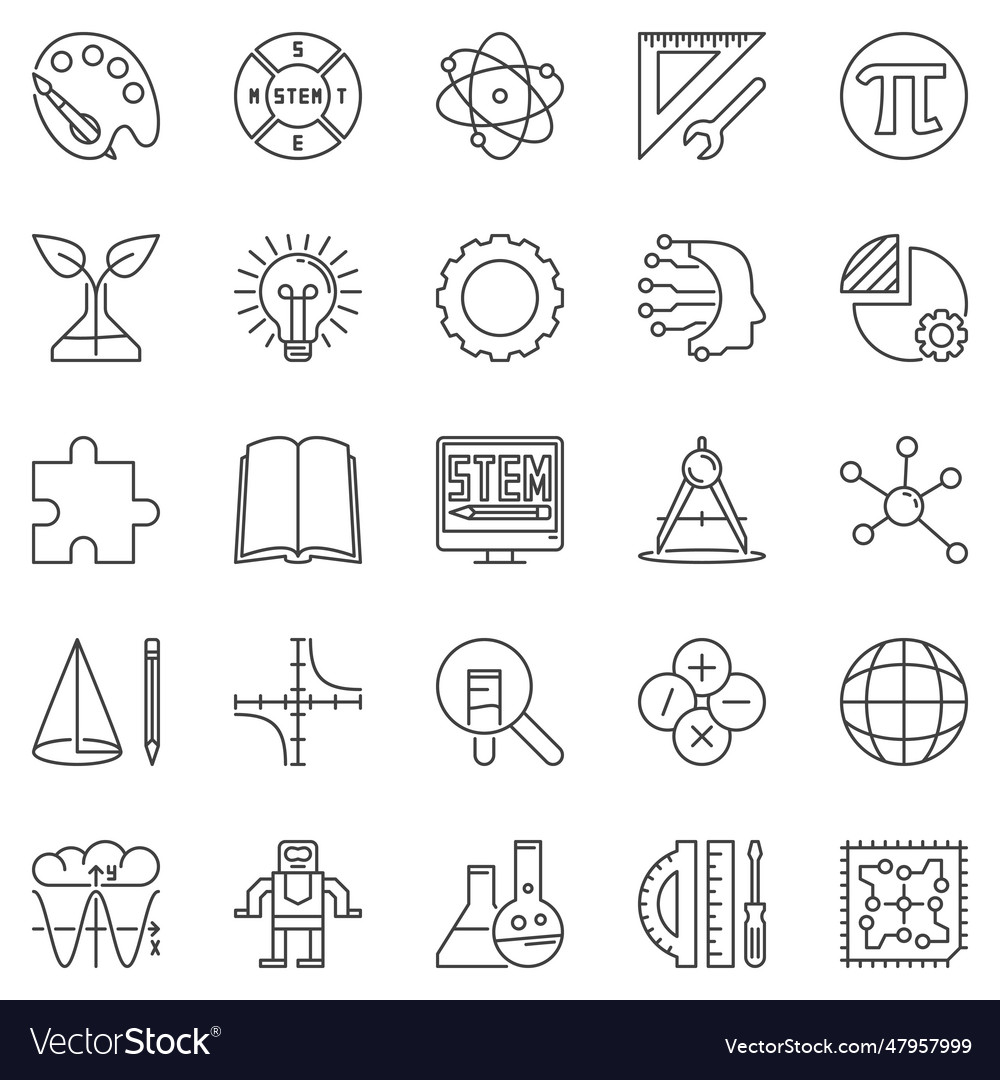 Steam education line icons set - science tech