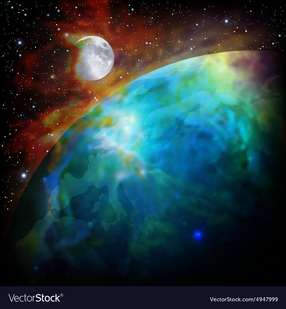 Stellar Space Background with Stars and Moon