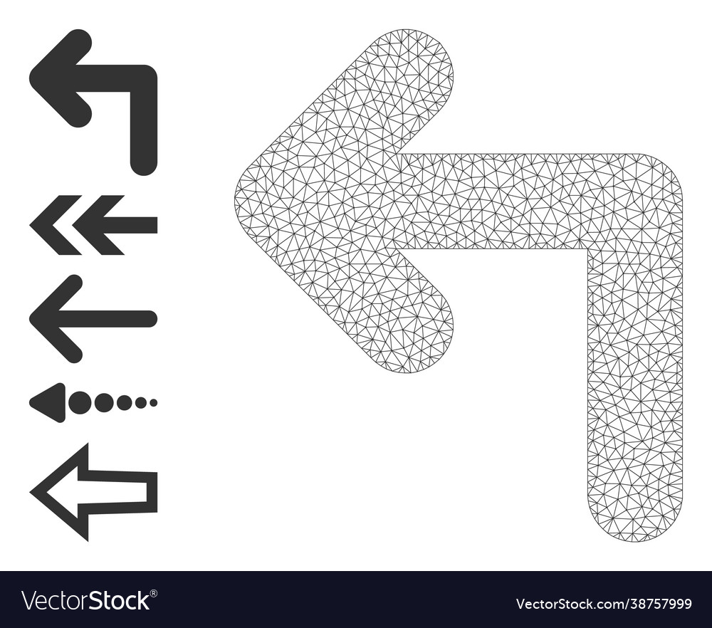 Web mesh turn left icon with simple symbols vector image Web mesh turn left icon with simple symbols