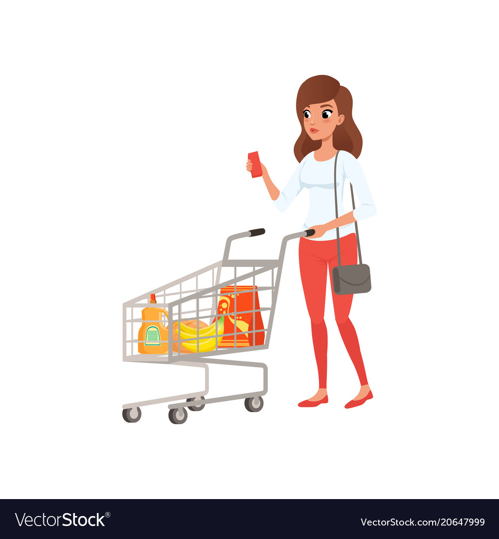 Woman Shopping with Cart