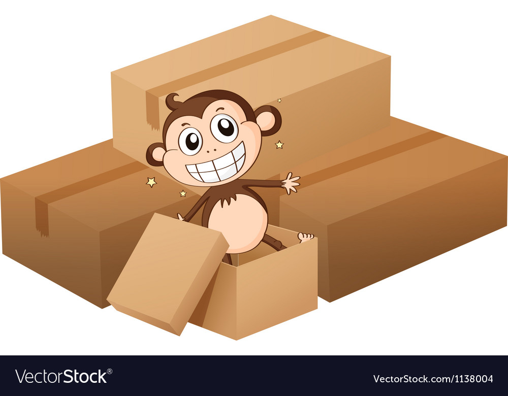 A monkey and boxes Royalty Free Vector Image VectorStock