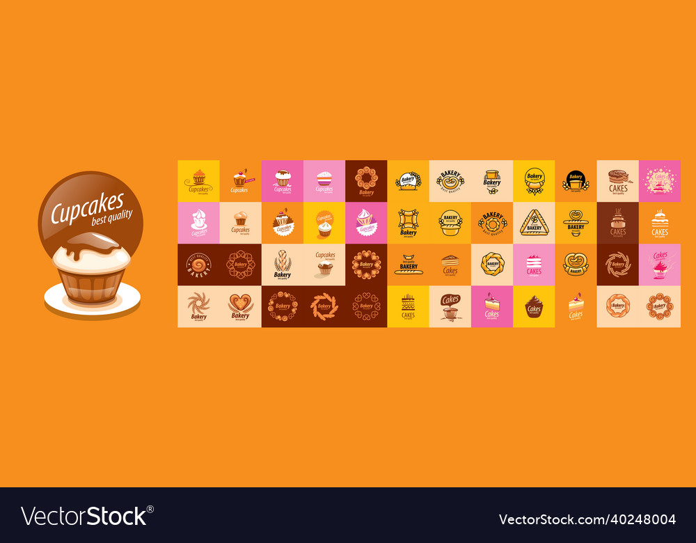 A set of bakery logos on different colored Vector Image A set of bakery logos on different colored