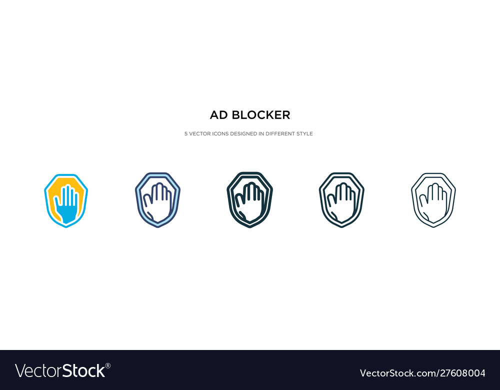 Ad blocker icon in different style two colored vector image Ad blocker icon in different style two colored