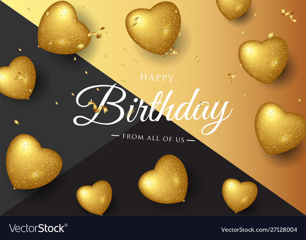 Birthday elegant greeting card with gold balloons Vector Image