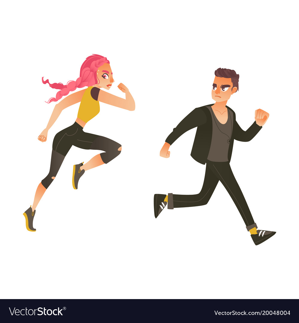 Cartoon ranaway people set Royalty Free Vector Image