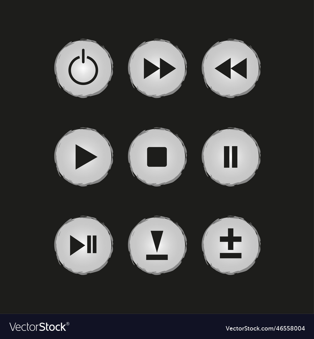 Control buttons black background design element vector image Control buttons black background design element