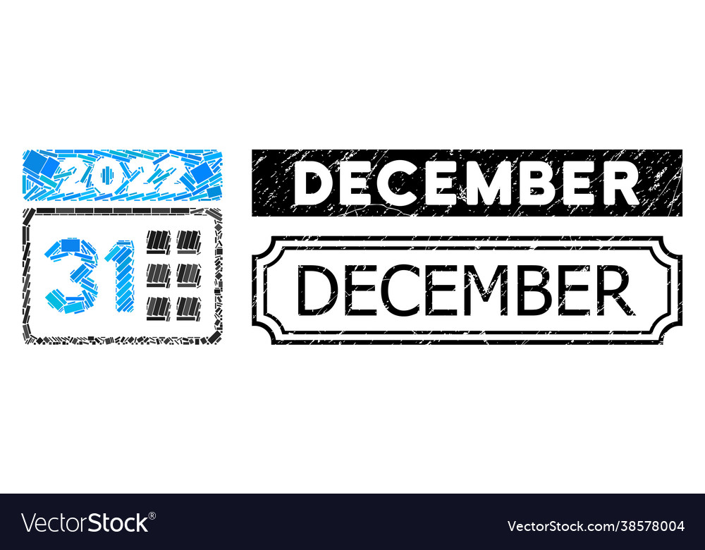 December scratched rubber stamp with notches vector image December scratched rubber stamp with notches