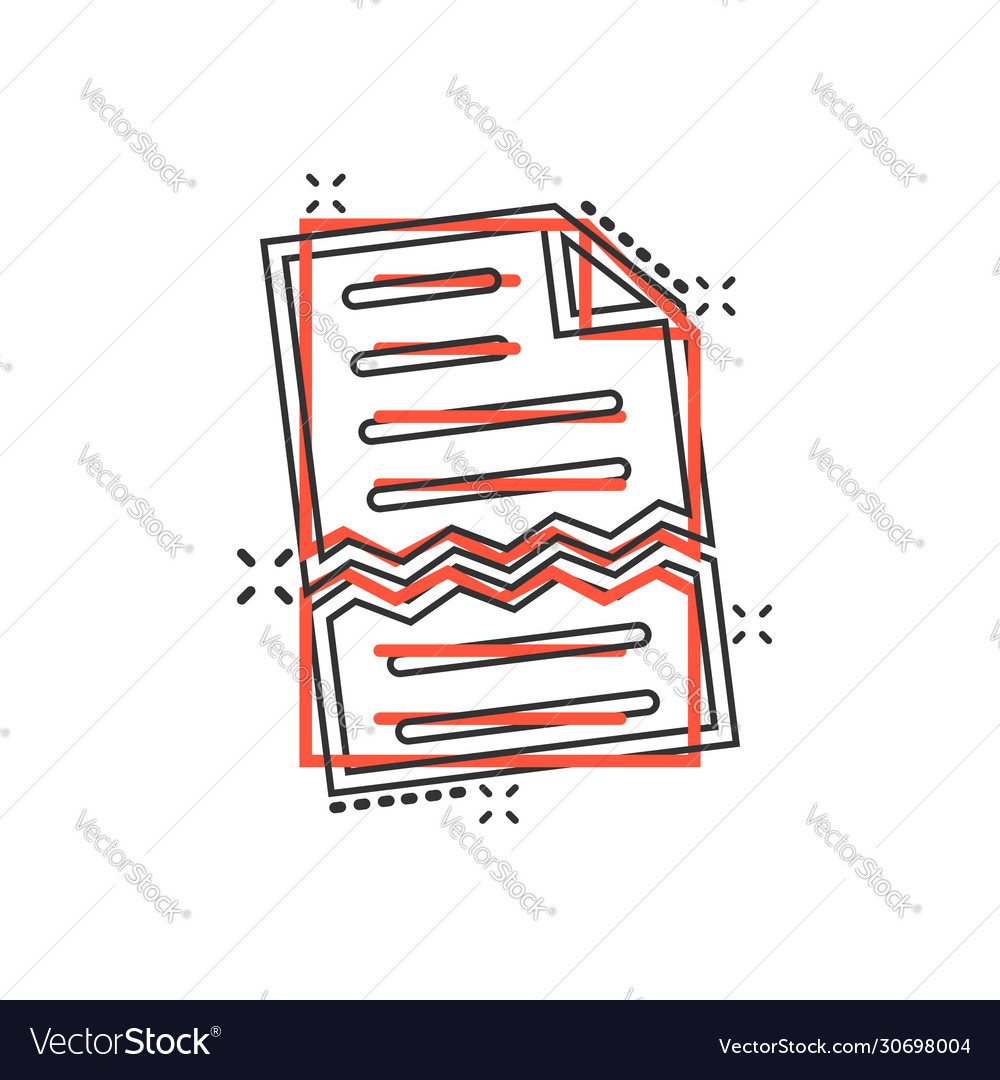 Document error icon in comic style broken report Vector Image Document error icon in comic style broken report