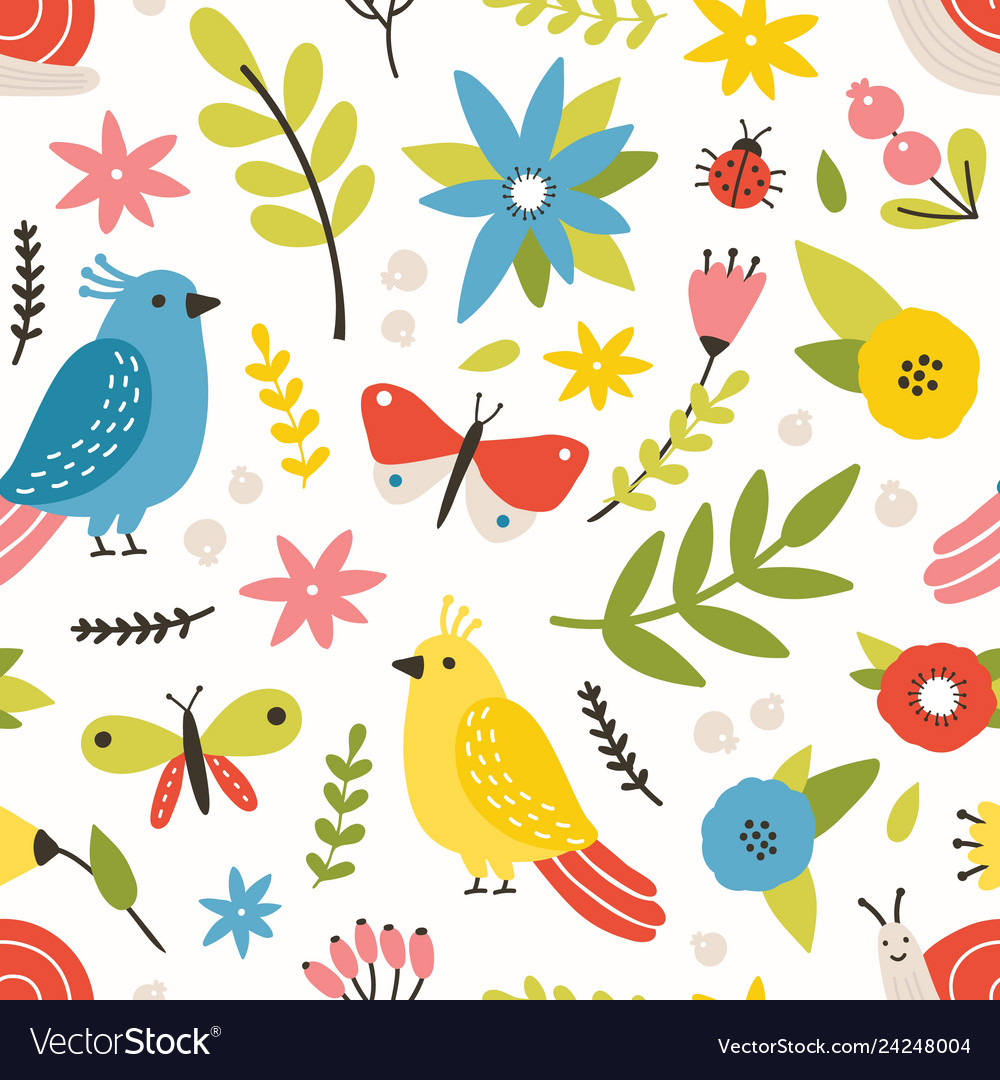 Floral seamless pattern with spring blooming