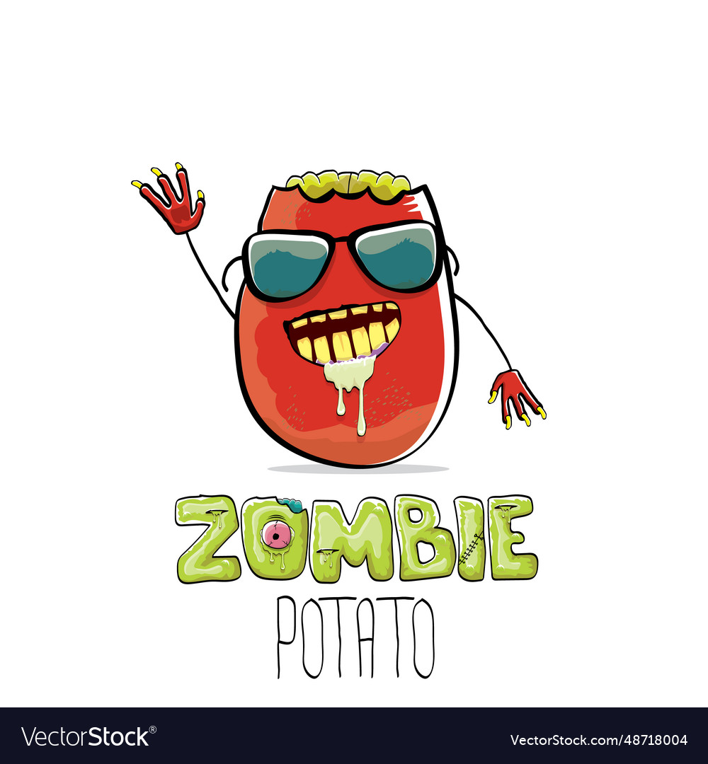 Funny cartoon red zombie hipster potato