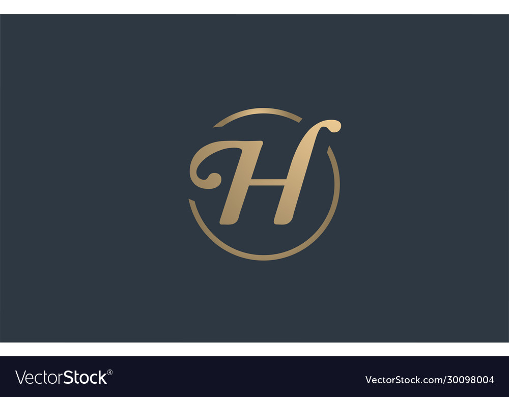 Gold golden yellow alphabet letter h logo icon Vector Image