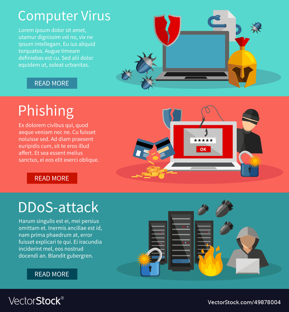 Horizontal hacker banners set vector image Horizontal hacker banners set