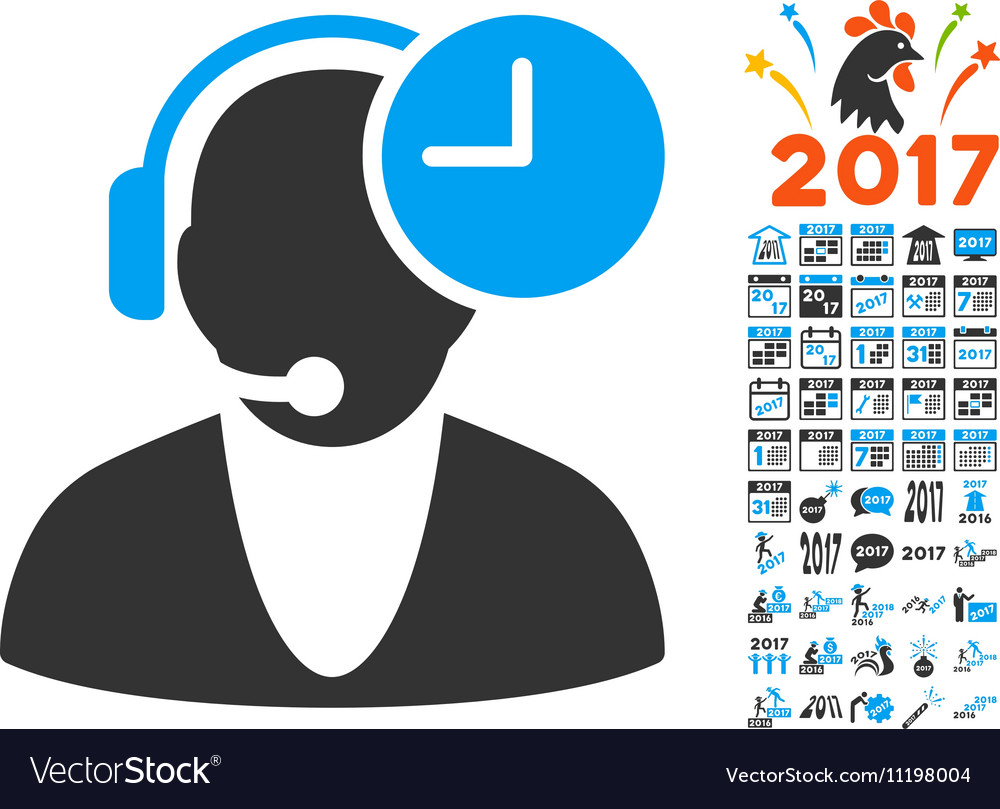 Operator time icon with 2017 year bonus symbols Vector Image