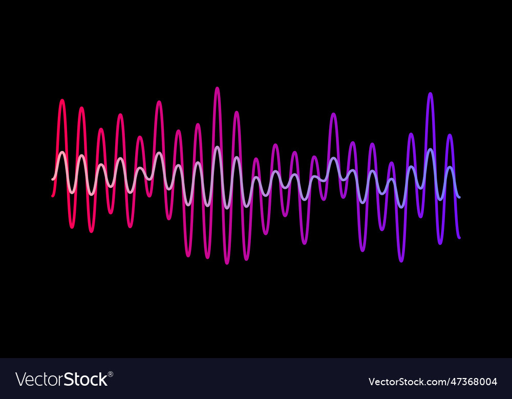 Purple red gradient overlapping sound waves two vector image Purple red gradient overlapping sound waves two