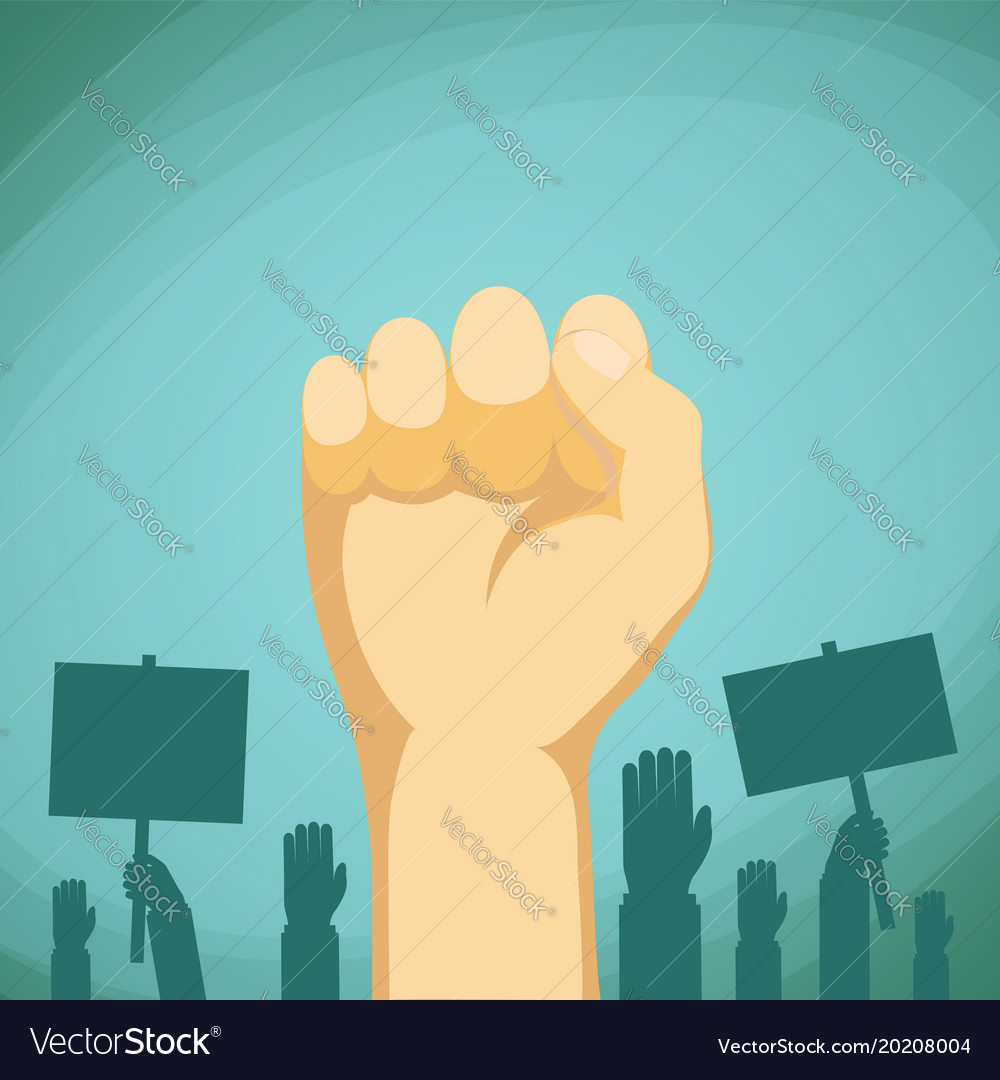 Raised Hand With Fist Demonstration And Protest Vector Image 7668