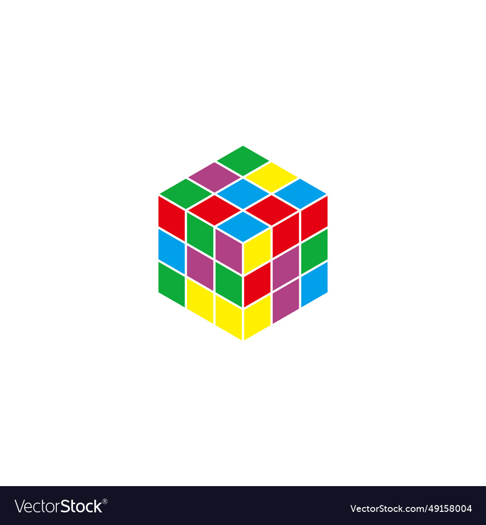 Rubic Cube Toy Geometric Symbol Simple Logo Vector Image