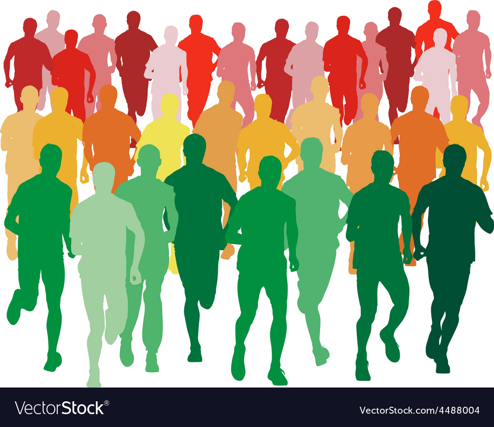 Set of silhouettes runners on sprint men