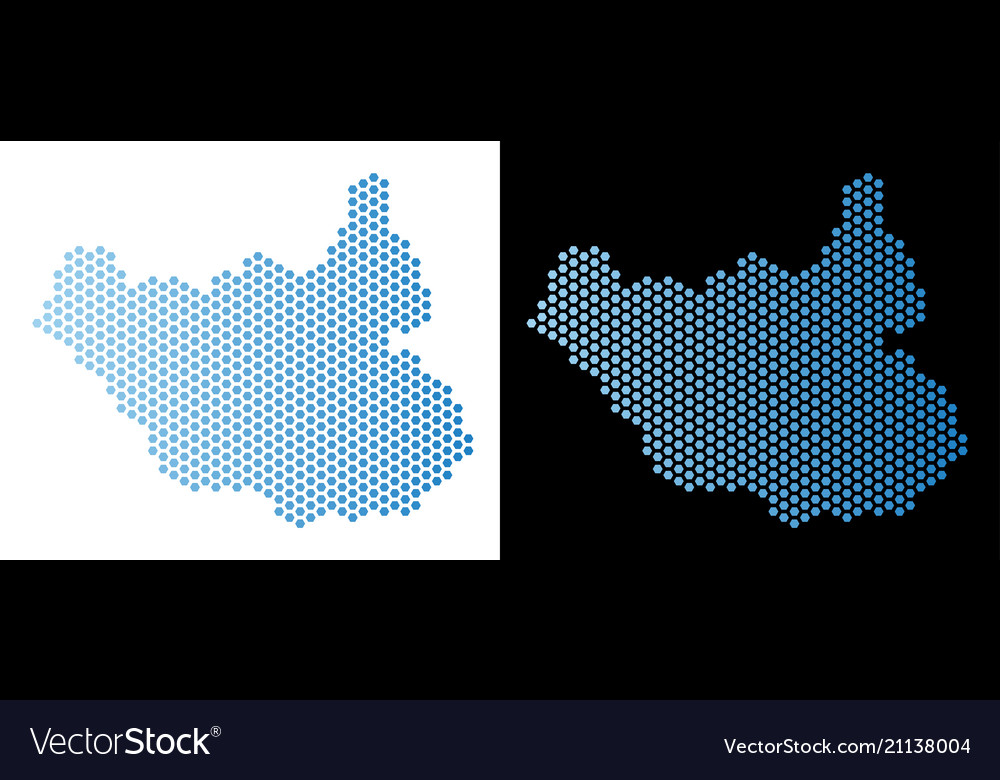 South sudan map hexagon abstraction vector image South sudan map hexagon abstraction