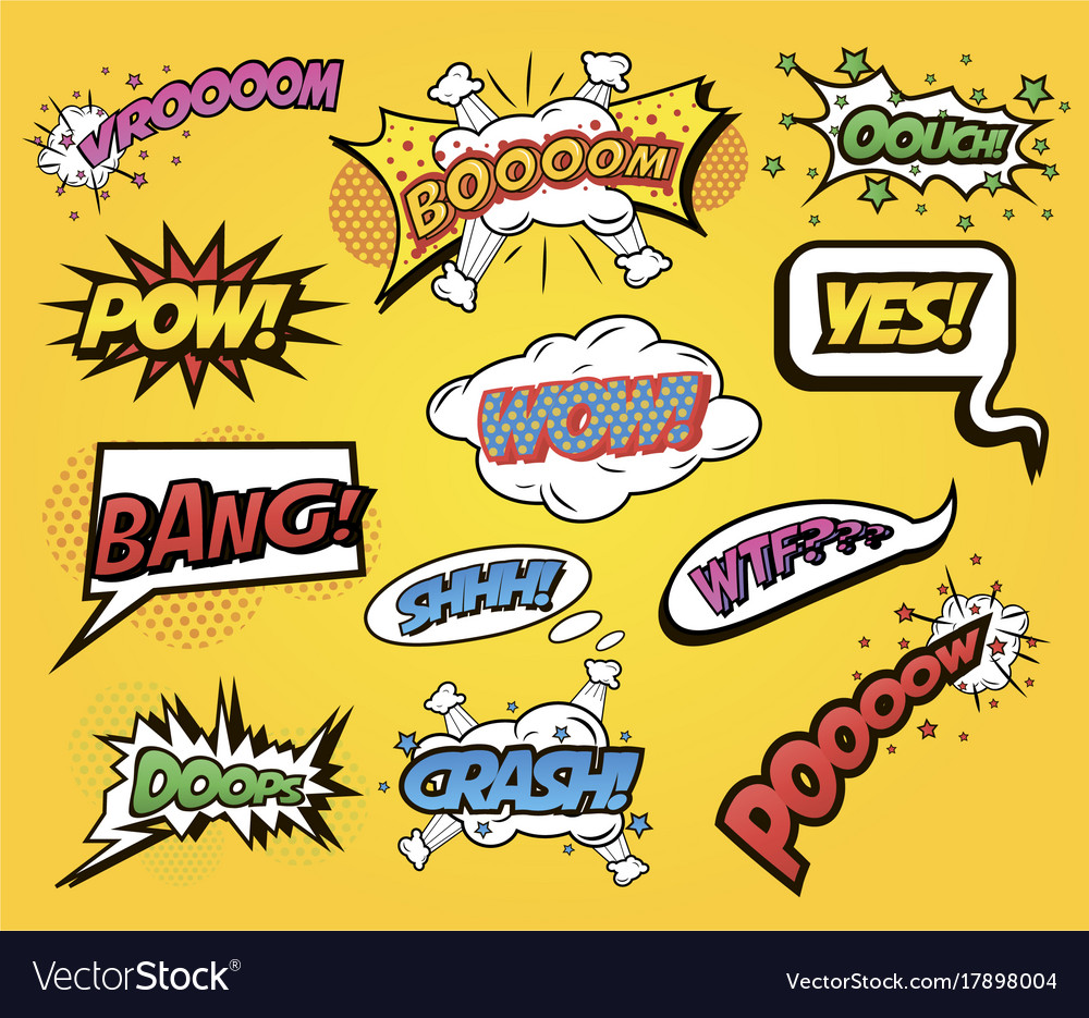 Speech bubbles comics and exclamations Royalty Free Vector