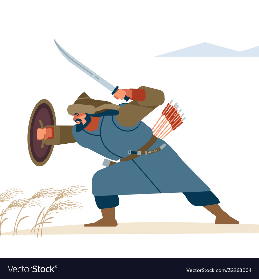 Warrior in posie protection battle historical Vector Image