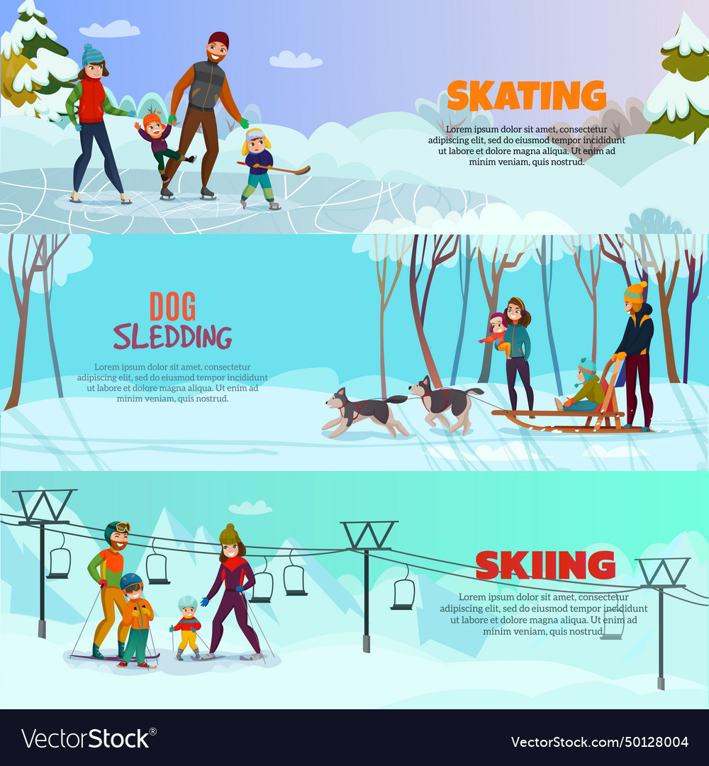Winter recreation banners set Vector Image Winter recreation banners set